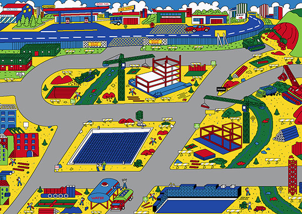 Kids Construction Zone Design 3x5 Area Rug Carpet Play Mat Great Gift